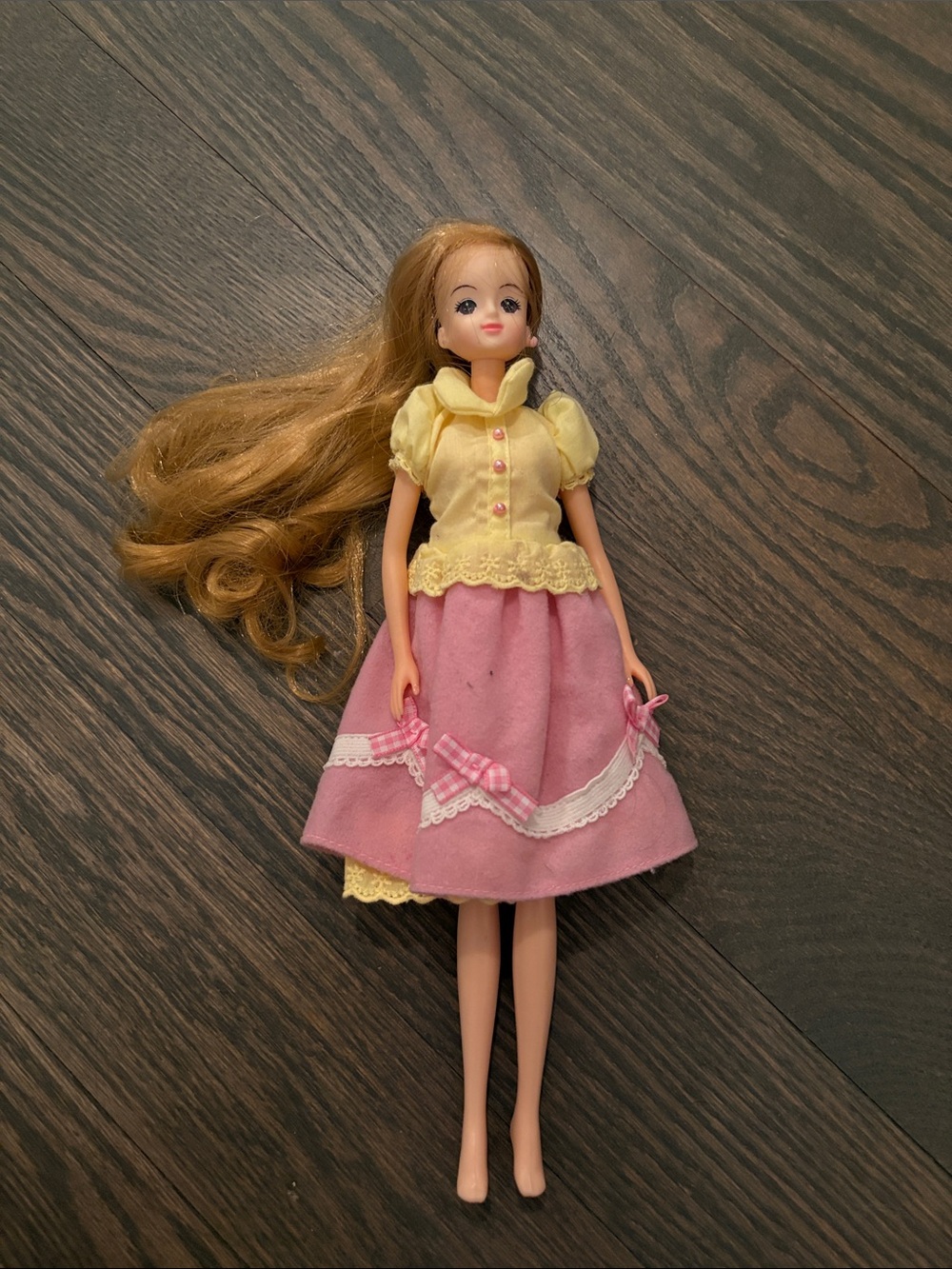 Vintage Pink & Yellow Fashion Doll in Dress